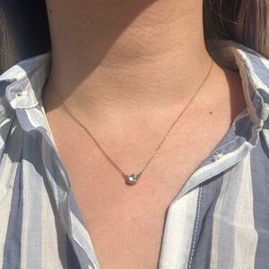 Dainty CZ solitaire diamond cut necklace